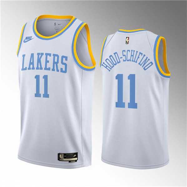 Men%27s Los Angeles Lakers #11 Jalen Hood-Schifino White 2023 Draft Classic Edition Stitched Basketball Jersey Dzhi->los angeles lakers->NBA Jersey